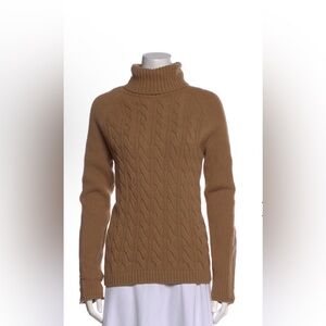 MaxMara wool Cable Knit Turtleneck Sweater - Tan